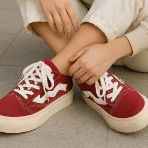 Red Canvas Lace-Up Sneakers (Size 40)