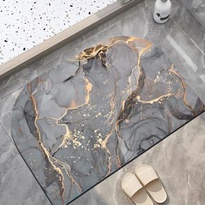 Luxury Marble Print Bathroom Mat