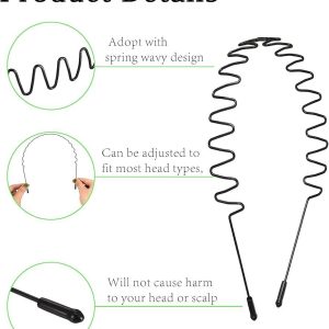6 Pcs Metal Wavy Hair Bands – Unisex Headbands