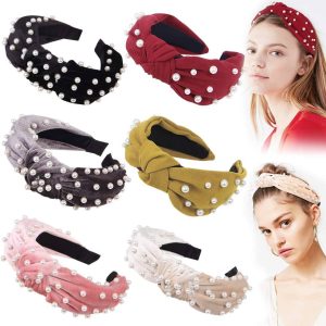 3 Pcs Pearl Embellished Knot Headbands
