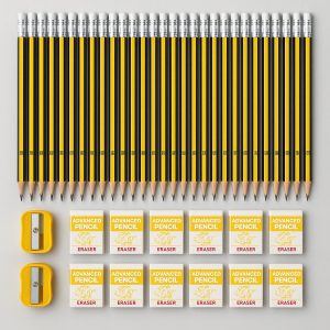 50 Pcs Stationery Set – HB Pencils with Erasers & Sharpeners