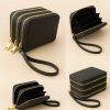 Women’s Triple Zipper Wallet with Wrist Strap Black for 1 KD in Kuwait