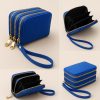 Women’s Triple Zipper Wallet with Wrist Strap Blue for 1 KD in Kuwait