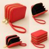 Women’s Triple Zipper Wallet with Wrist Strap Red for 1 KD in Kuwait