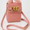 Luxury Pink Crossbody Mini Bag with Faux Fur Handle & Gold Chain for 1 KD in Kuwait