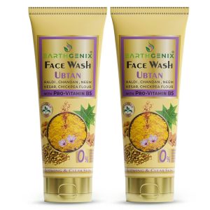 Earthgenix Face Wash – Ubtan with Haldi, Chandan, Neem, Kesar & Chickpea Flour + Pro-Vitamin B5 (100ml x 2 pcs)