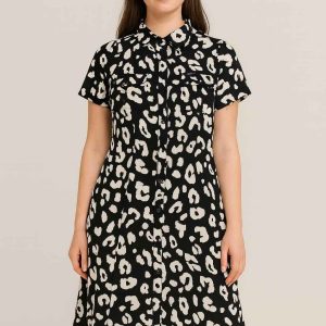 Women’s Leopard Print Short Sleeve Dress
