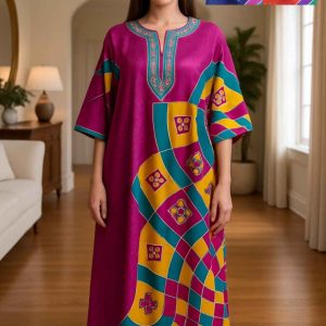 Assorted 2 Pcs Printed Free-Size Kaftan Dress