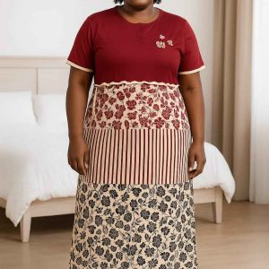 Women’s Printed Cotton Nightdress – Plus Size