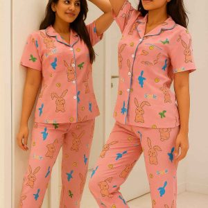 Cartoon Print Cotton Pyjama Set
