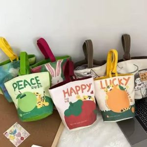 Assorted Cartoon Printed Canvas Tote Bags