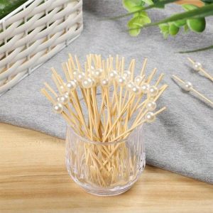 72 Pcs Pearl Head Bamboo Fruit Sticks