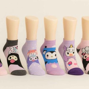 6 Pairs Cute Cartoon Character Low Cut Socks