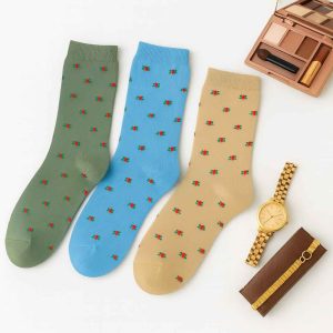 Floral Embroidered Crew Socks