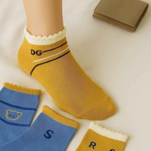 6 Pairs Scallop Edge Ankle Socks