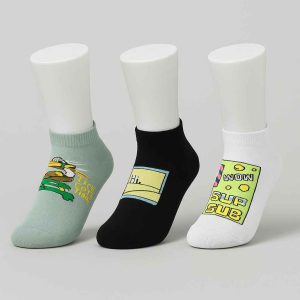 3 Pairs Trendy Graphic Low-Cut Socks