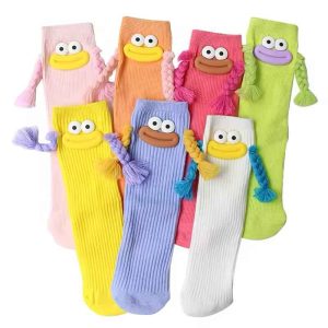 2 Pairs Cute Monster Socks with Braided Arms