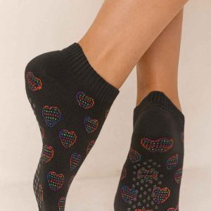 4 Pairs Rainbow Heart Anti-Slip Low Cut Socks