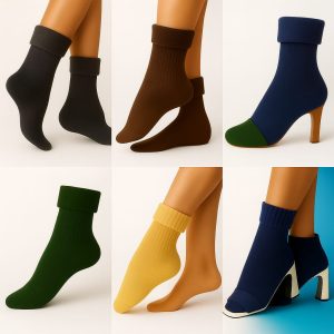 3 Pairs Elegant Fold-Over Ribbed Ankle Sock