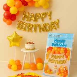Happy Birthday Balloon Decoration Set – Blue & Orange Themes