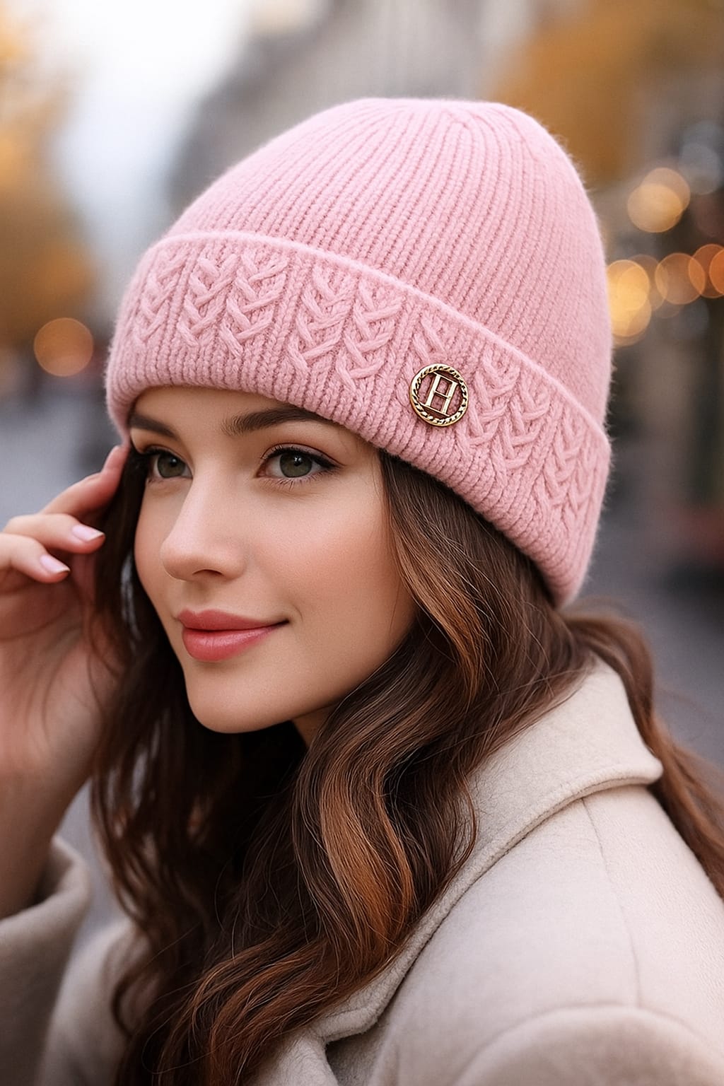 Shop Knit Beanie Hat with Emblem For 1KD in Kuwait