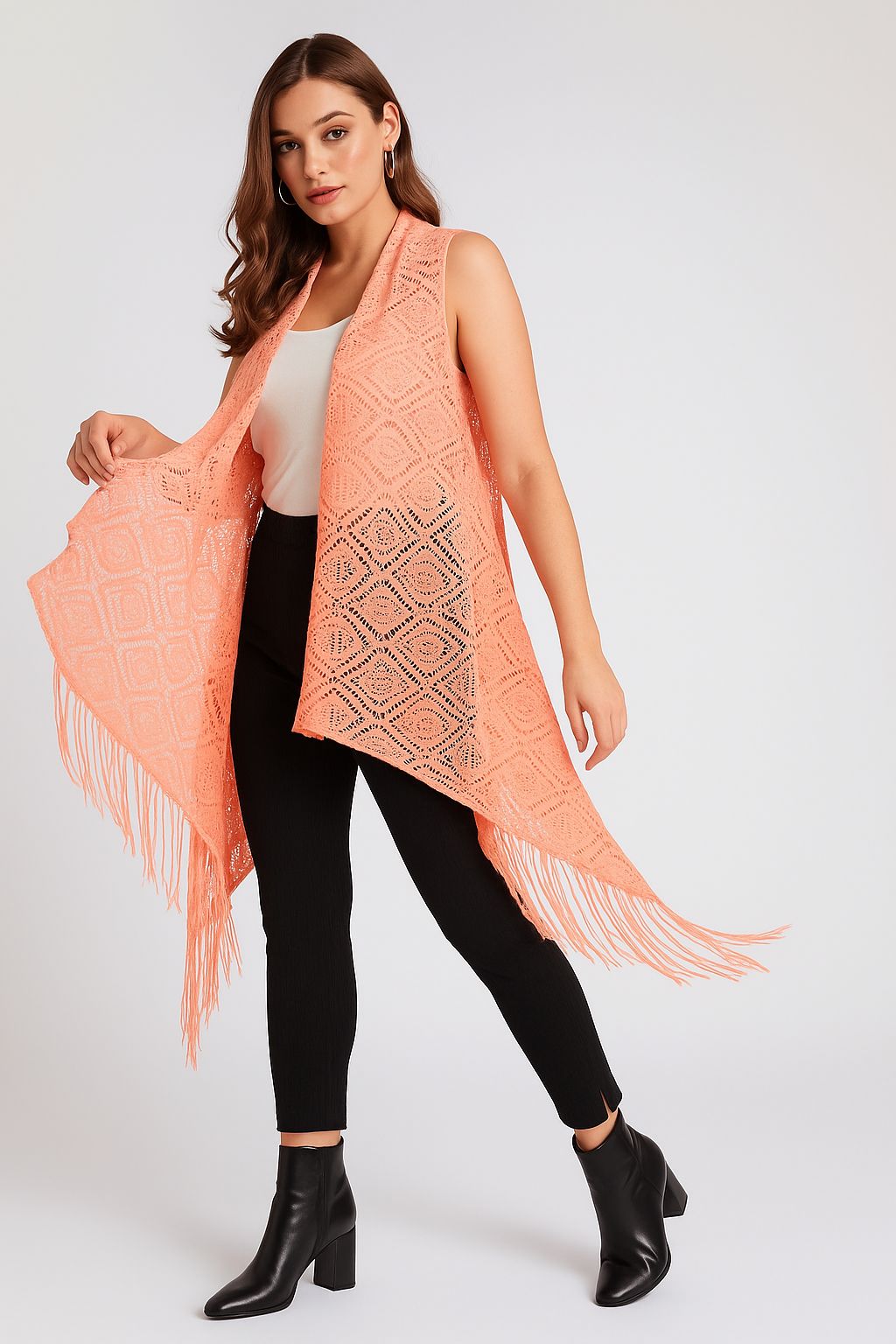 Boho Chic Crochet Fringe Shrug Purchase Boho Crochet Shrug Cover Up For 1KD in Kuwait