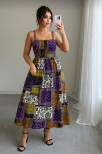 Buy Boho Patchwork Print Maxi Dress For 1KD in Kuwait