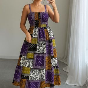 Buy Boho Patchwork Print Maxi Dress For 1KD in Kuwait