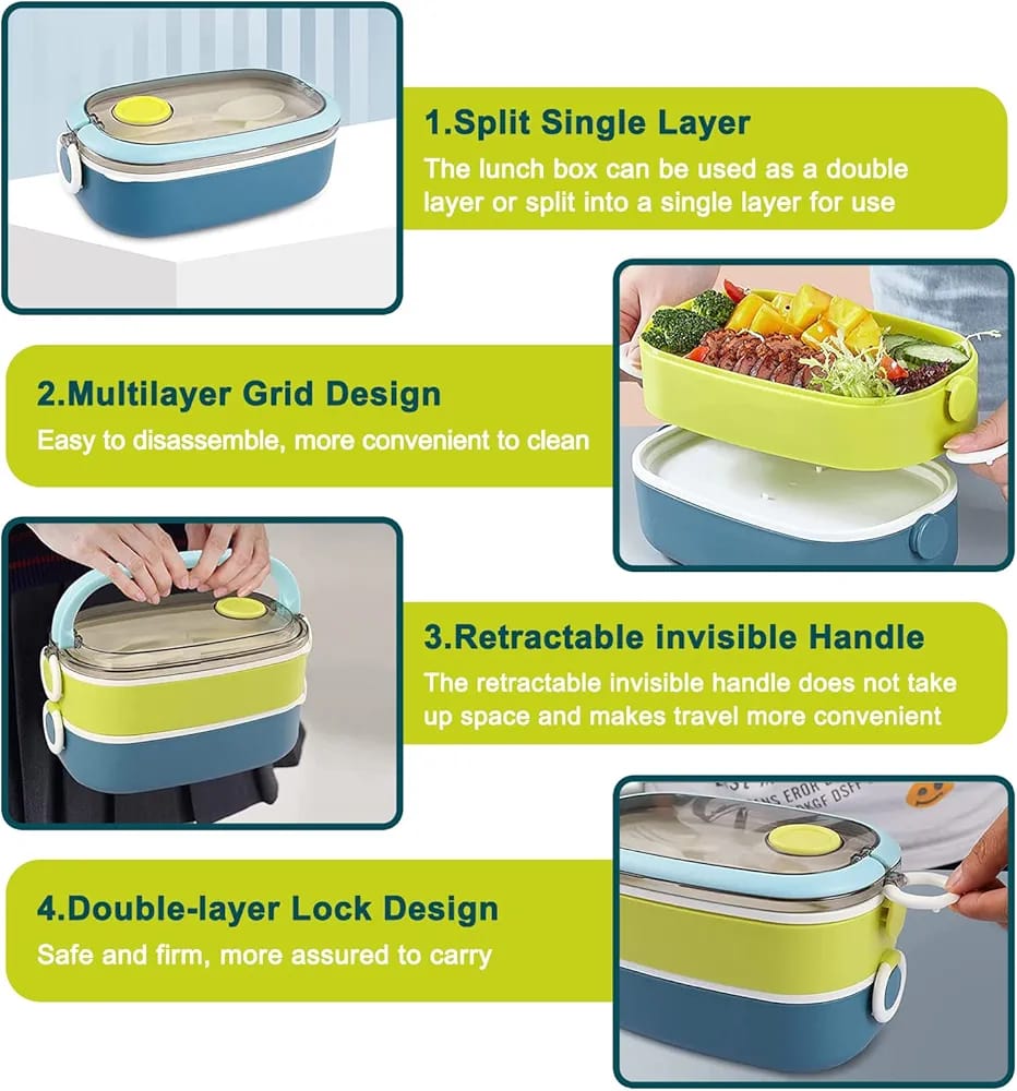 Premium Double-Layer Bento Lunch Box Shop Premium Bento Lunch Container For 1KD in Kuwait