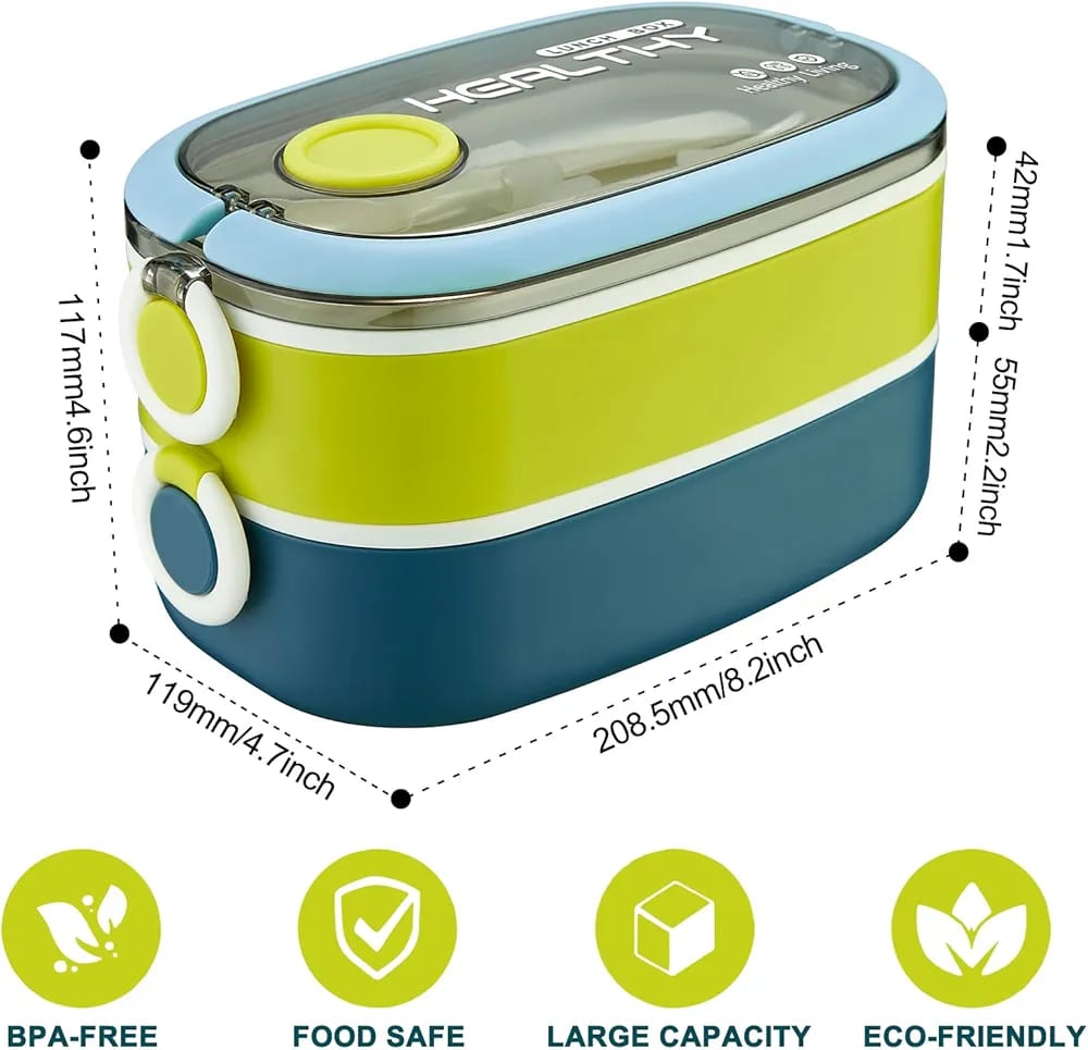 Premium Double-Layer Bento Lunch Box Buy Premium Double-Layer Bento Box For 1KD in Kuwait