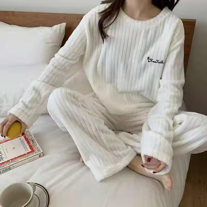 Ultra Soft Plush Winter Pajama Set Purchase White Plush Winter Sleepwear For 1KD in Kuwait
