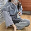 Ultra Soft Plush Winter Pajama Set Shop Grey Plush Winter Pajamas For 1KD in Kuwait
