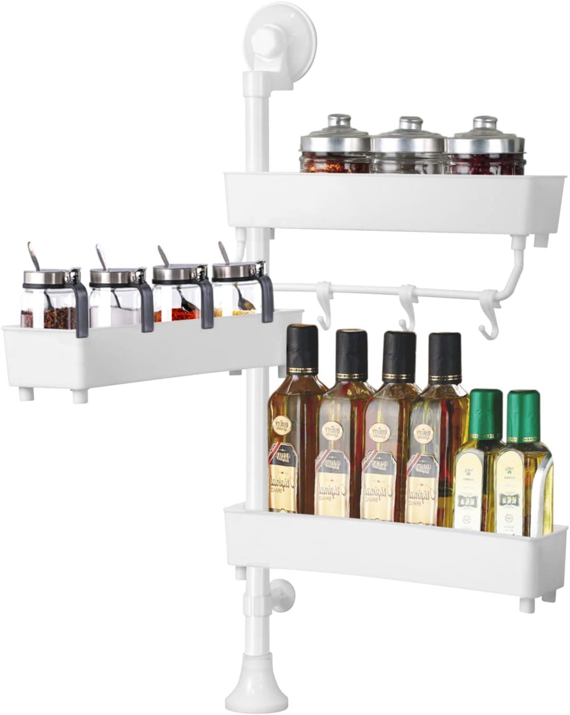 360° Adjustable Multipurpose Corner Storage Rack – Kitchen & Bathroom Organizer with Hooks Shop Multipurpose Corner Shelf with Hooks For 1KD in Kuwait