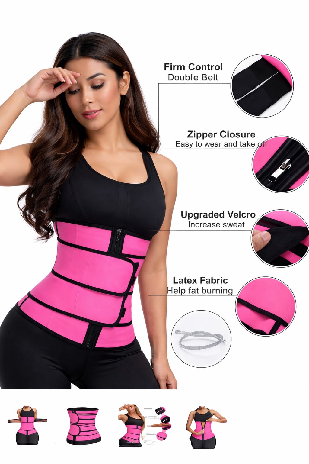 Women’s Double Belt Sauna Waist Trainer Corset – Zipper & Velcro Slimming Shapewear Order Double Belt Waist Trainer Shapewear For 1KD in Kuwait