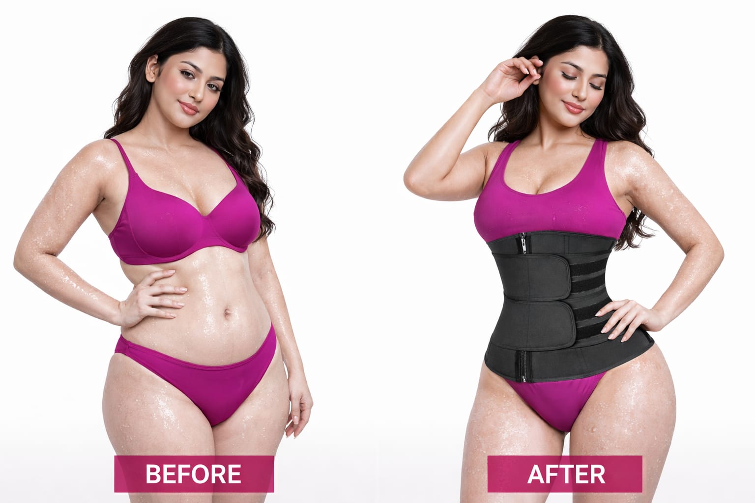 Women’s Double Belt Sauna Waist Trainer Corset – Zipper & Velcro Slimming Shapewear Shop Women's Slimming Waist Trainer Belt For 1KD in Kuwait