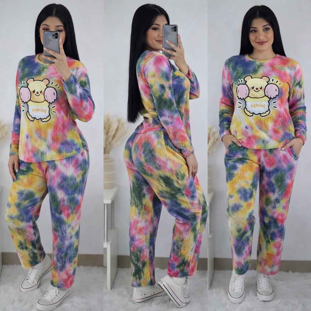 Shop Tie-Dye Bear Lounge Outfit For 1KD in Kuwait