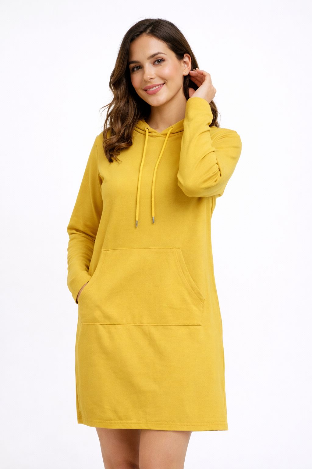 Women’s Classic Hoodie Dress – Premium Winter Wear Get Women's Yellow Winter Hoodie Dress For 1KD in Kuwait