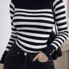 Buy Black White Striped High-Neck Sweater For 1KD in Kuwait