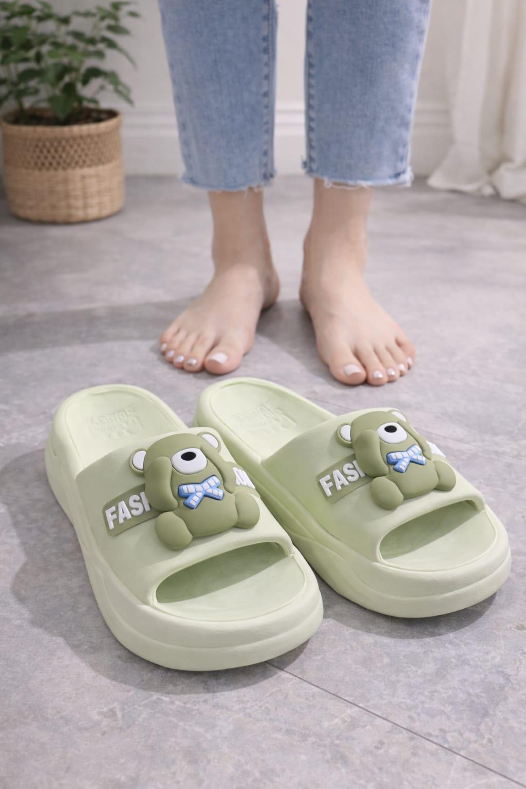Teddy Charm Cushion Slides Green for 1 KD in Kuwait