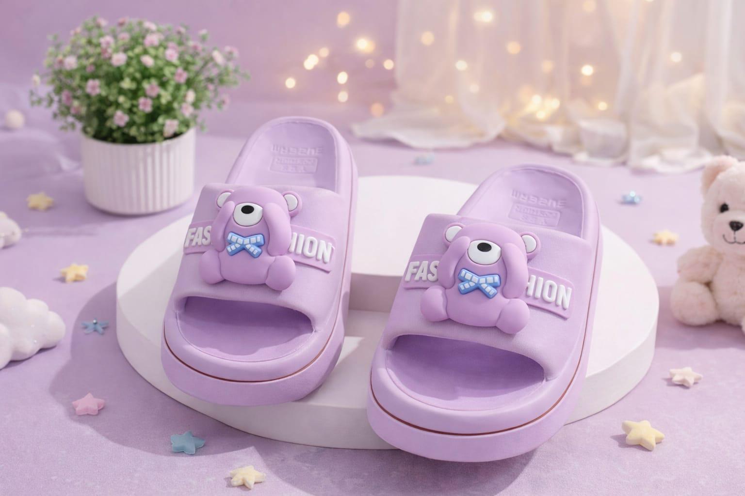 Teddy Charm Cushion Slides Purple for 1 KD in Kuwait