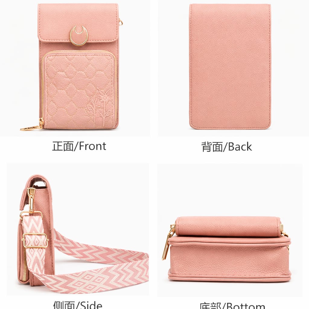 Quilted Mini Crossbody Phone Bag Quilted Mini Crossbody Phone Bag Peach for 1 KD in Kuwait