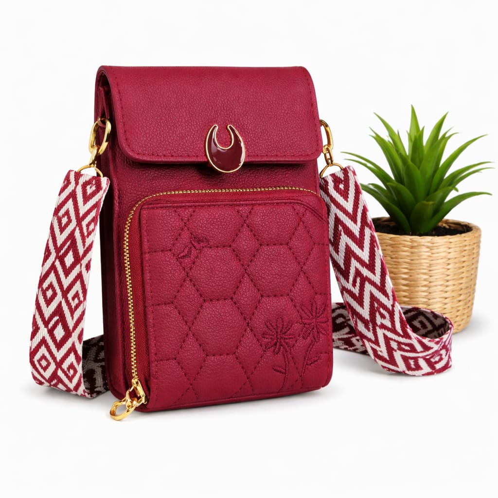 Quilted Mini Crossbody Phone Bag Quilted Mini Crossbody Phone Bag Red for 1 KD in Kuwait