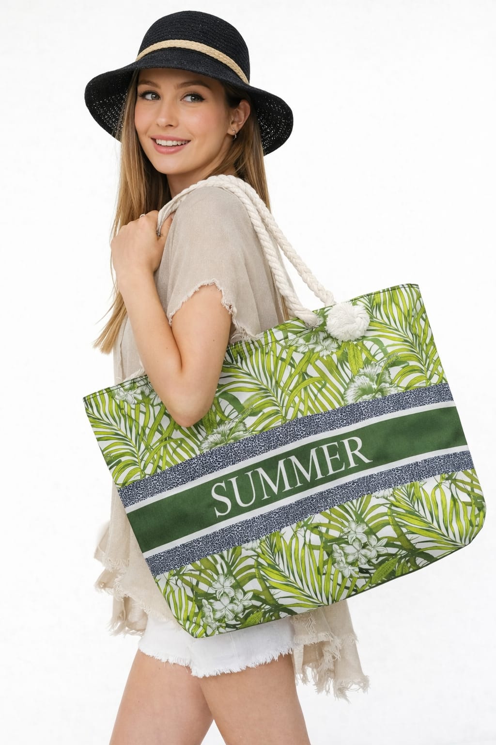 Summer Bloom Rope Handle Beach Tote (Assorted Designs) Colorful Summer Bloom Rope Handle Beach Tote for 1 KD in Kuwait