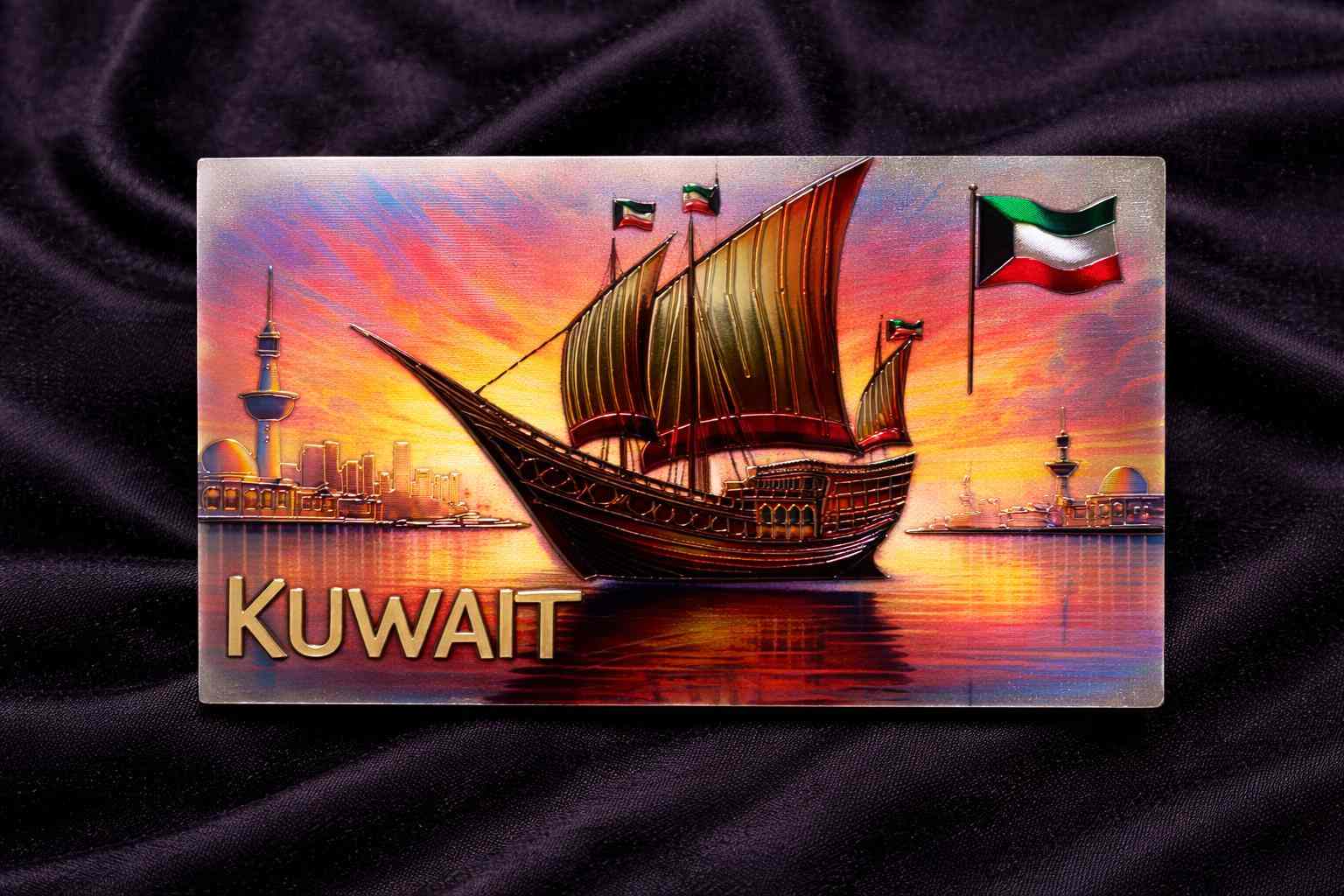 Vintage Kuwait Heritage Metal Fridge Magnet for 1 KD in Kuwait