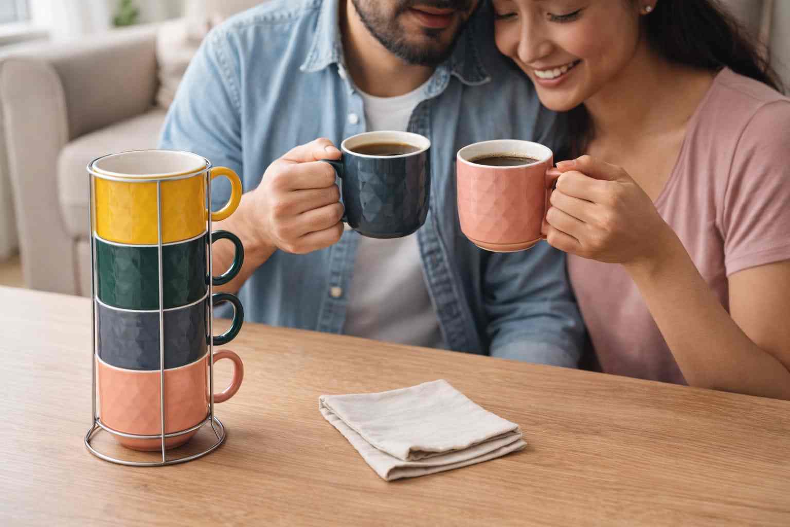 Order 4-Piece Mug Set with Holder Now For 1KD in Kuwait