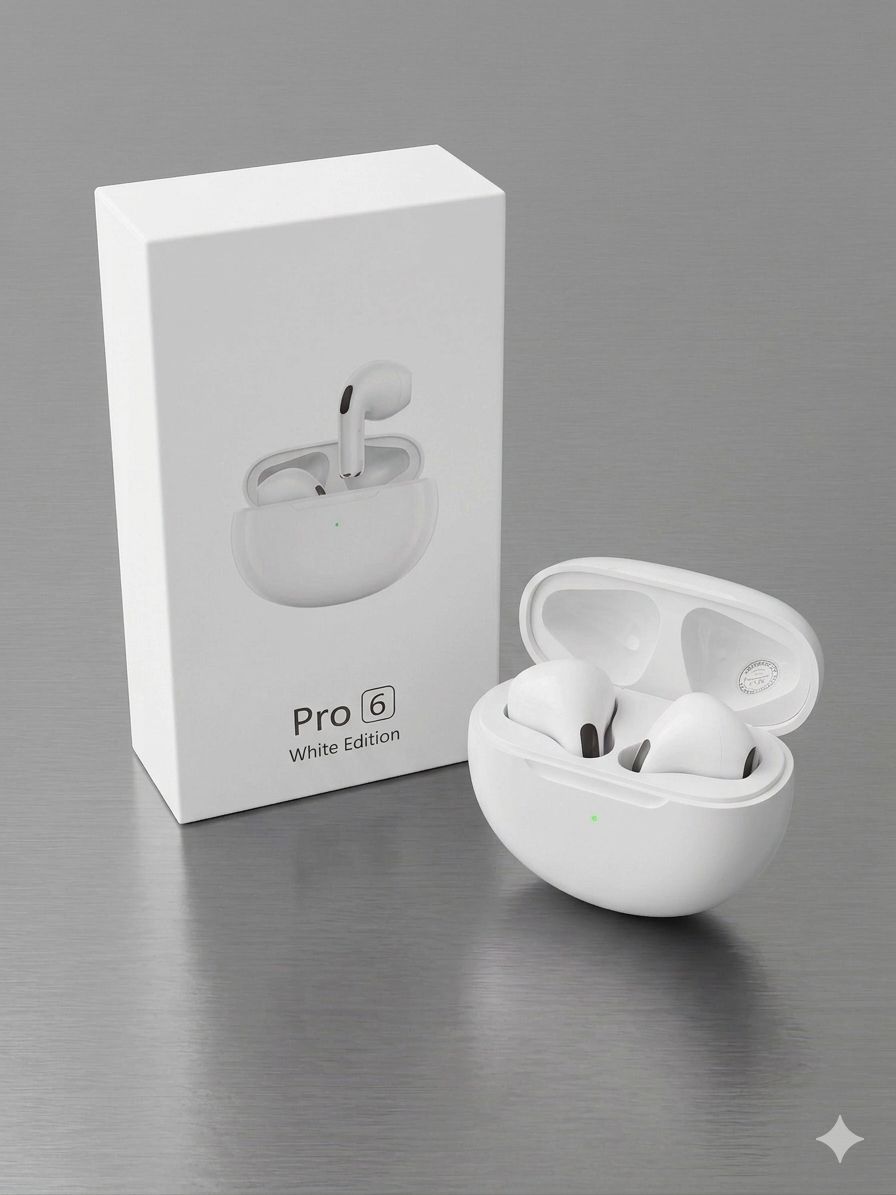 White Wireless Earbuds Front View