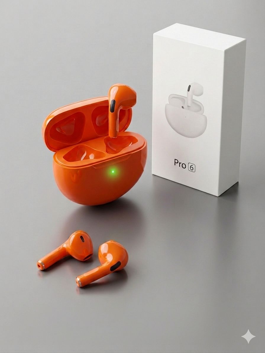 Orange Wireless Earbuds Charging Case View