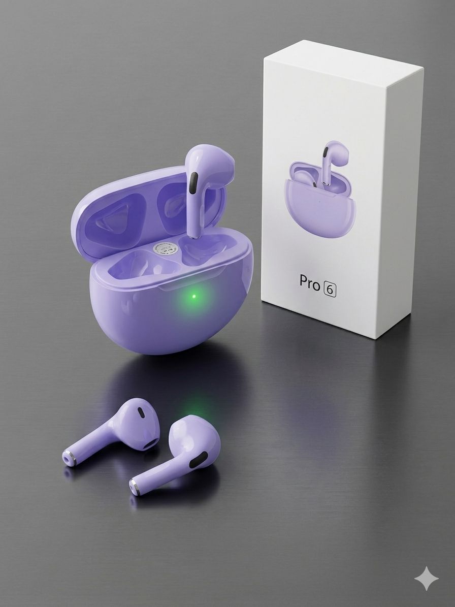 Purple Wireless Earbuds Side View