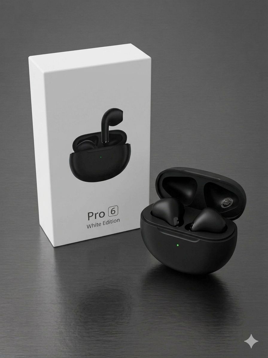 Black Wireless Earbuds Open Case View