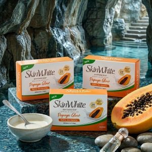 SkinWhite Papaya Glow Whitening Soap – Hydro-Glo Booster (3 Bars Pack)